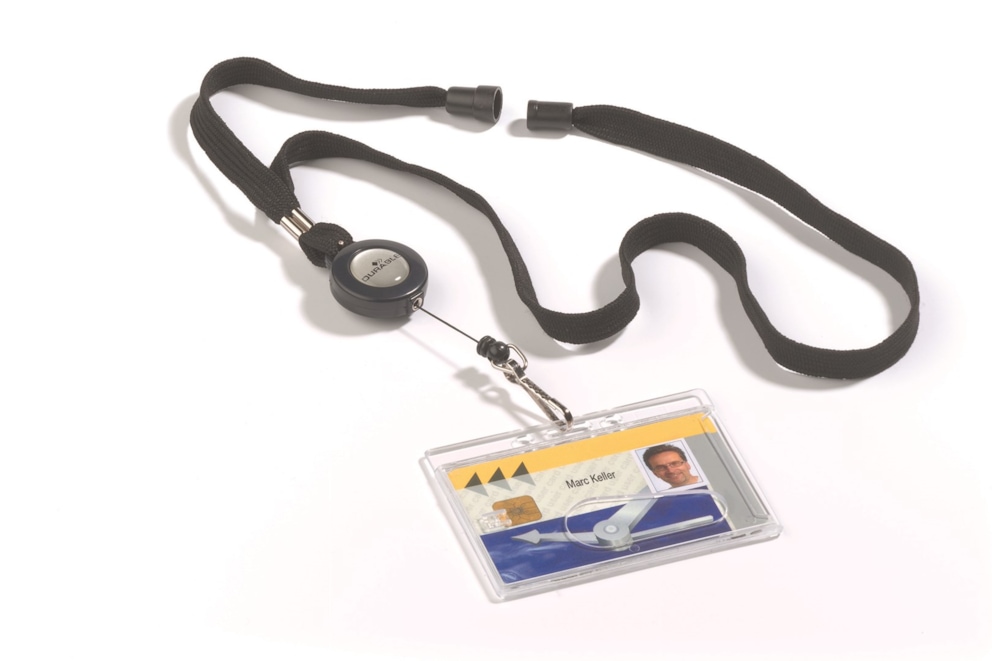 Taśma 10 z mechanizmem ściagającym i karabinczykiem. Czarny op. (10 szt.)