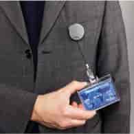 Mechanizm ściągający do identyfikatorów z chromowanego metalu srebrny