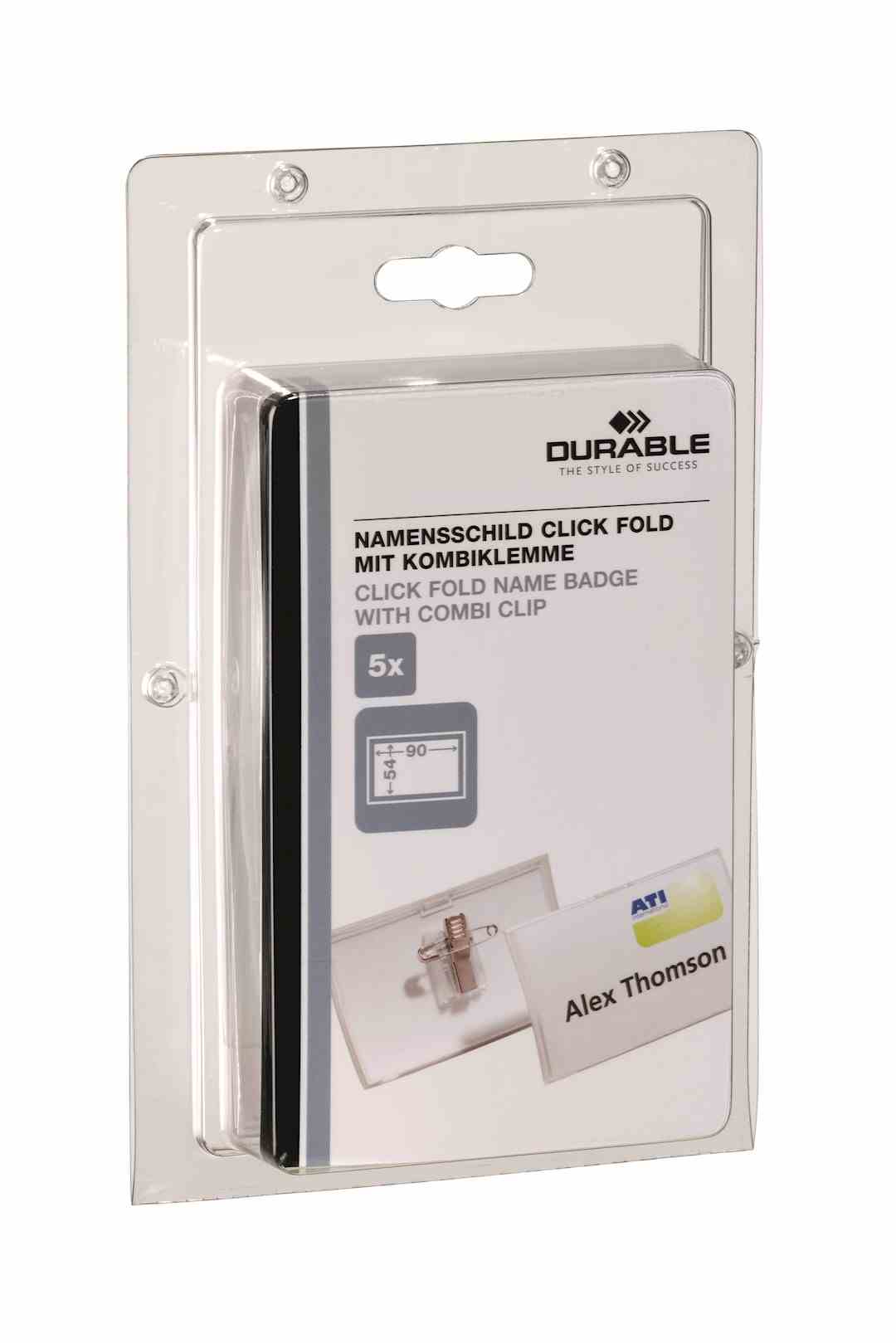CLICK FOLD identyfikator 54x90 mm z kombi-klipem (jak 8214 tylko mniejsze opakowania) op. (5 szt.)