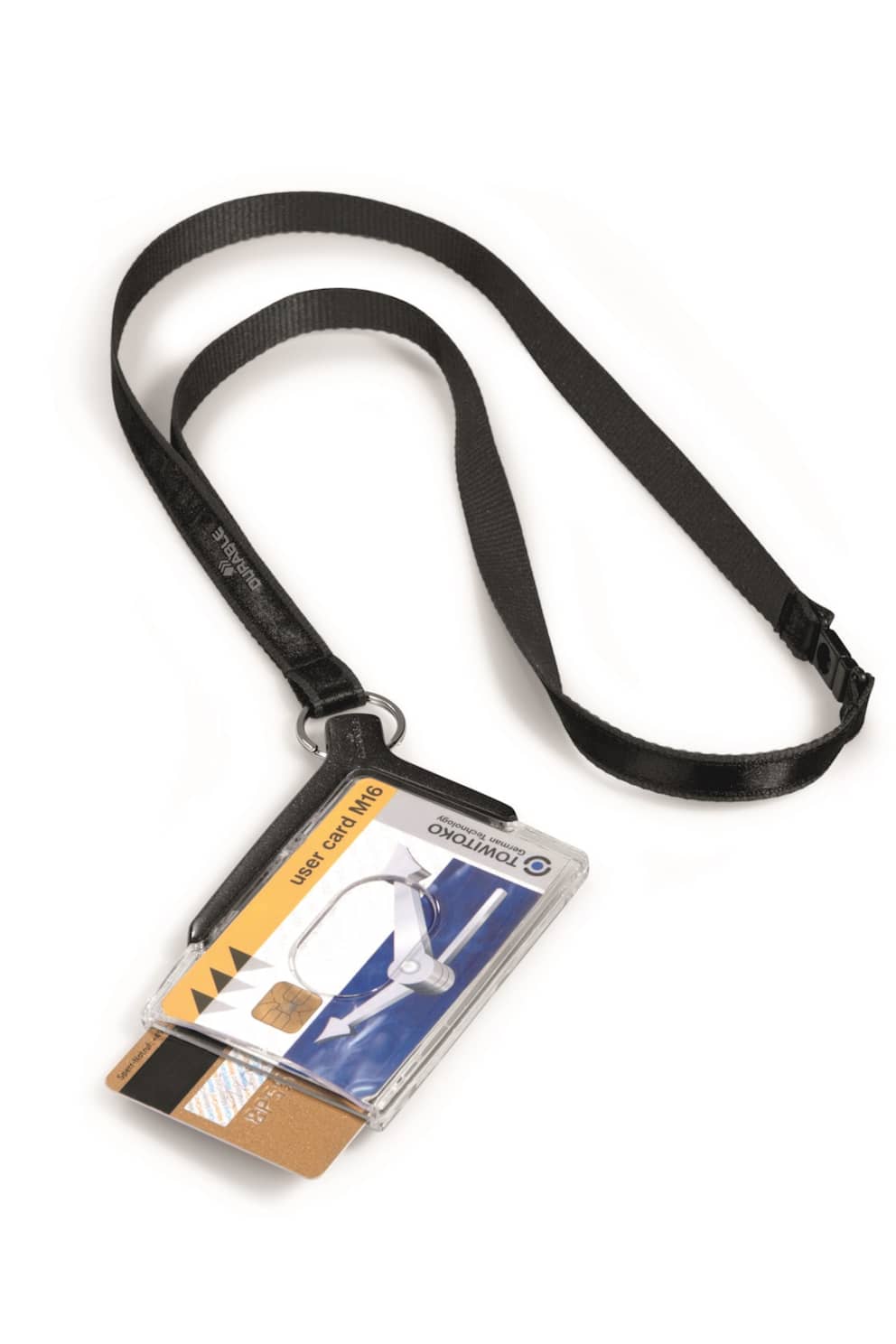 CARD HOLDER DE LUXE - Etui na dwie karty identyfikacyjne z taśmą tekstylną antracytowy op. (10 szt.)