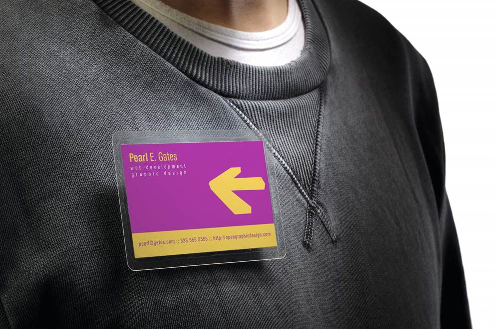 Identyfikator samolaminujący z samoprzylepnym kombi-klipem. 54x90 mm przezroczysty op. (25 szt.)