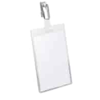 Identyfikator 90x60 mm pionowy z klipem przezroczysty op. (25 szt.)