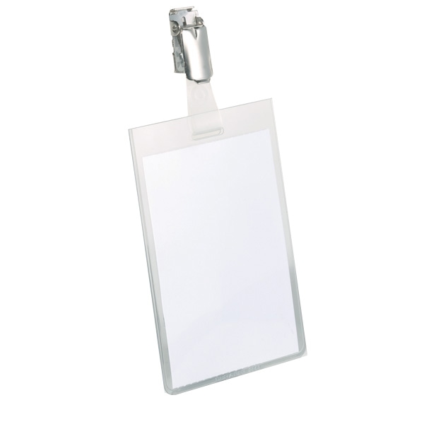 Identyfikator 90x60 mm pionowy z klipem przezroczysty op. (25 szt.)