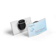 Identyfikator z akrylu 40x75 mm z kombi-klipem przezroczysty op. (25 szt.)