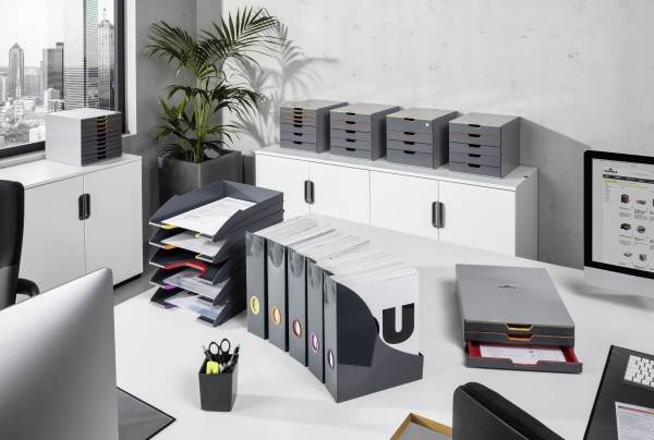 VARICOLOR  pojemnik na katalogi z kolorowymi grzbietami antracytowy/szary