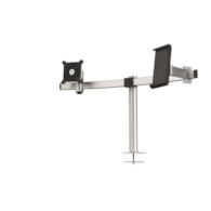 Uchwyt PRO do 1 monitora i 1 tabletu, mocowanie w otworze blatu srebrny