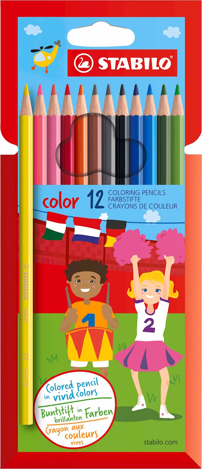 Kredka drewniana STABILO color etui kartonowe z zawieszką 12 szt. neon