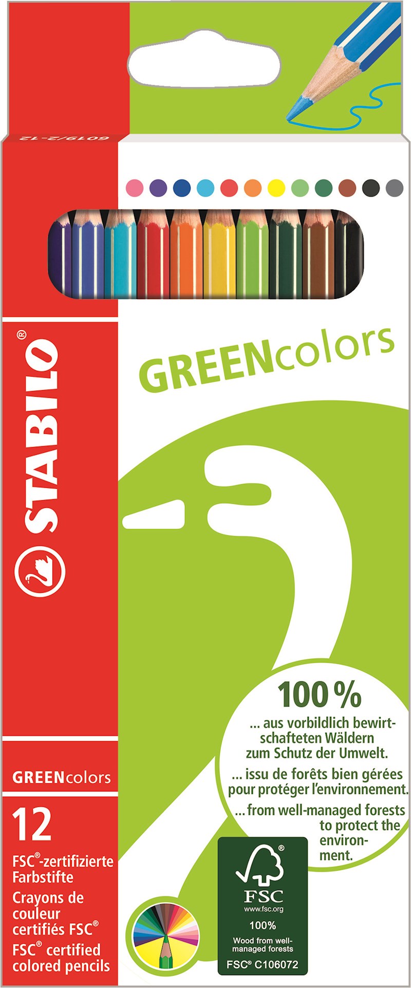 Kredka drewniana STABILO GREENcolors etui 12 szt. FSC