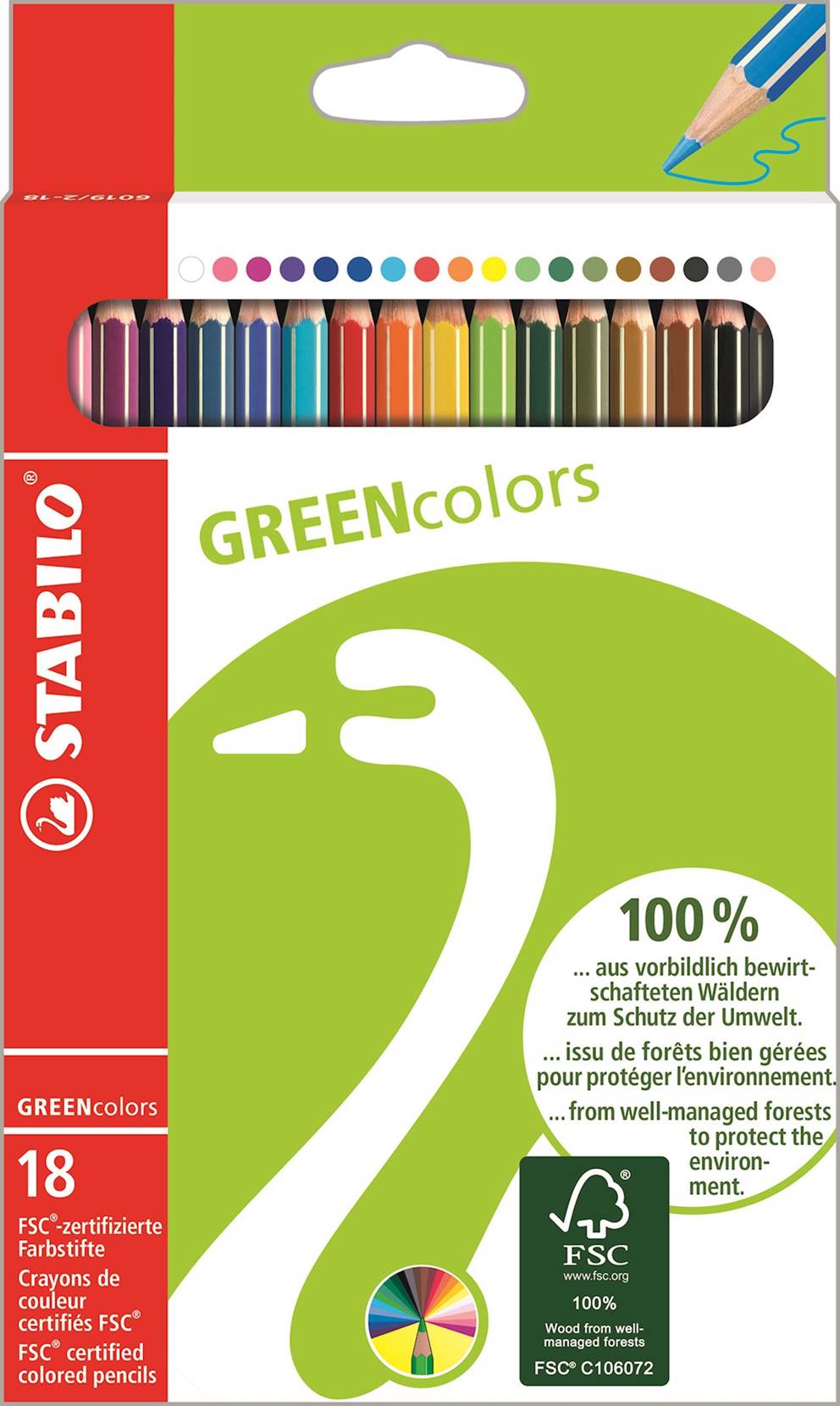 Kredka drewniana STABILO GREENcolors etui 18 szt. FSC