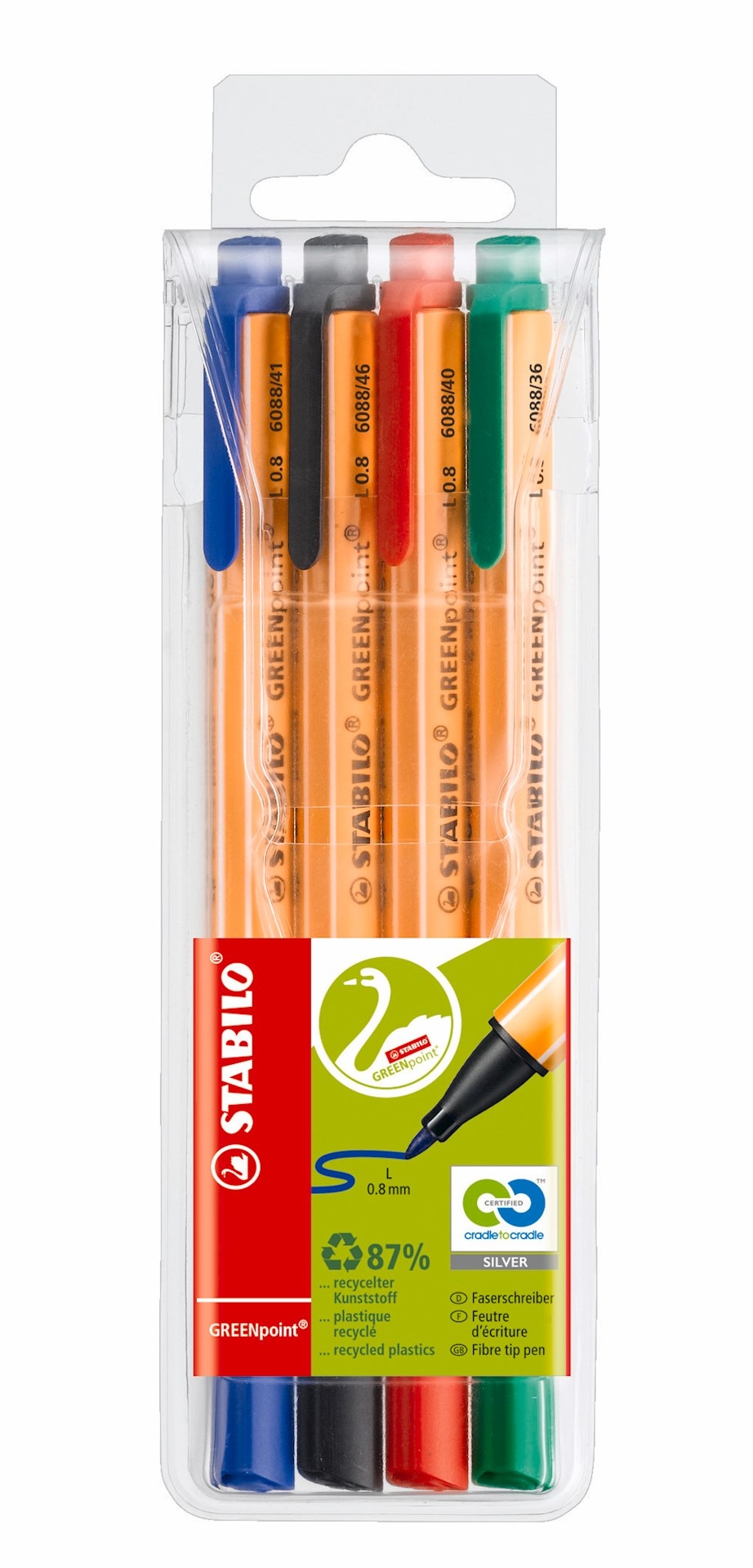 Cienkopis STABILO GREENpoint etui z zawieszką 4 szt.