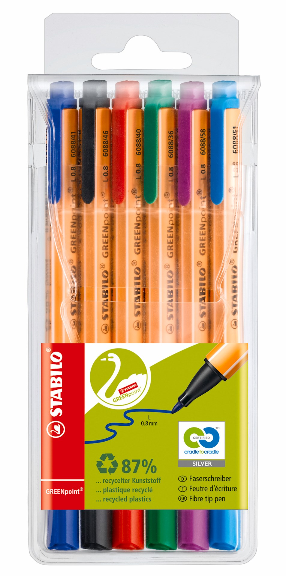 Cienkopis STABILO GREENpoint etui z zawieszką 6 szt.