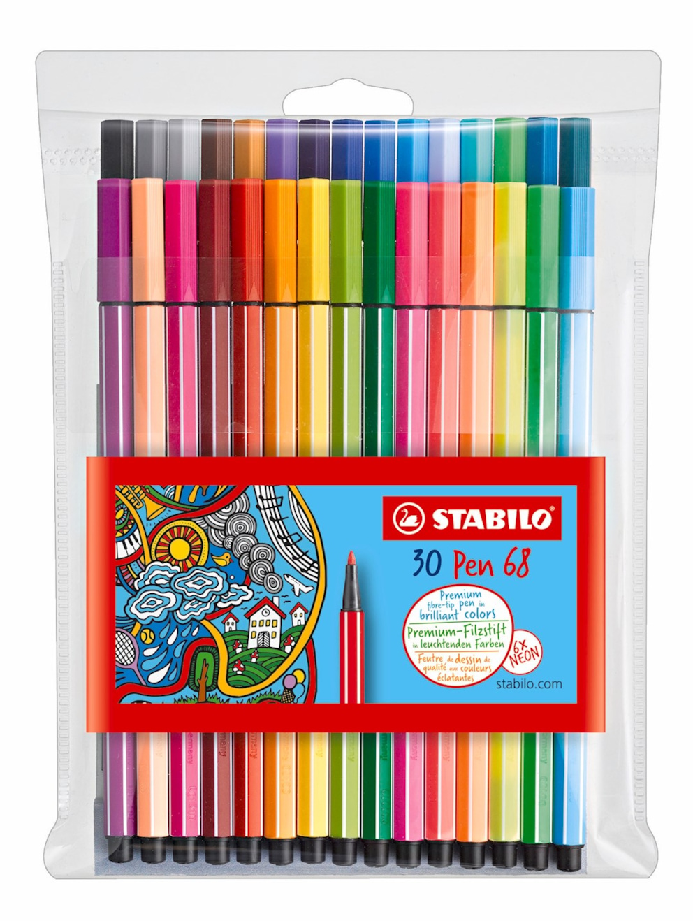 Flamaster STABILO Pen 68 etui z zawieszką 24+6 szt. neon
