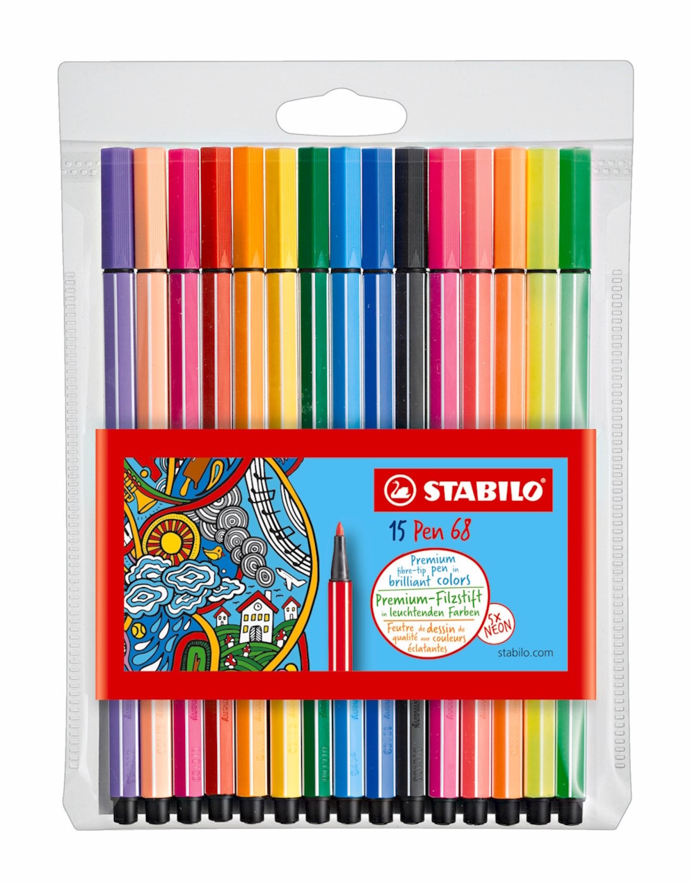 Flamaster STABILO Pen 68 etui z zawieszką 10+5 szt. neon