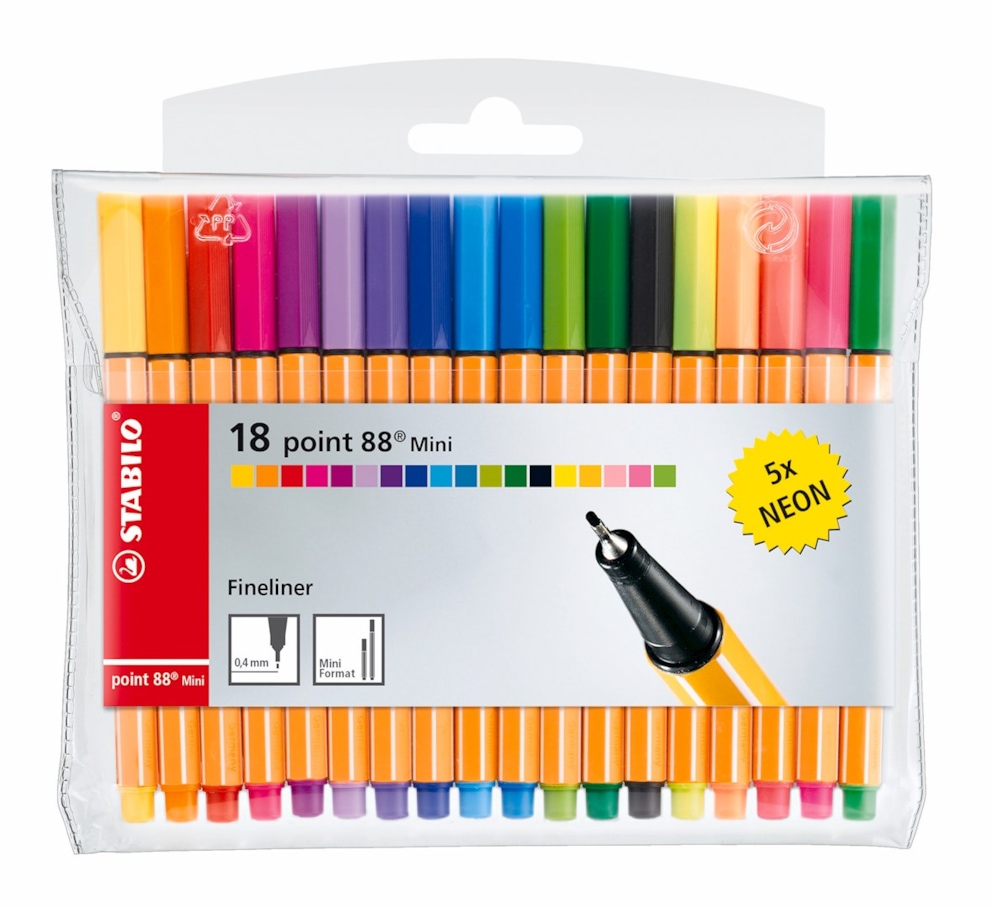 Cienkopis STABILO point 88 mini etui 13+5 szt. neon