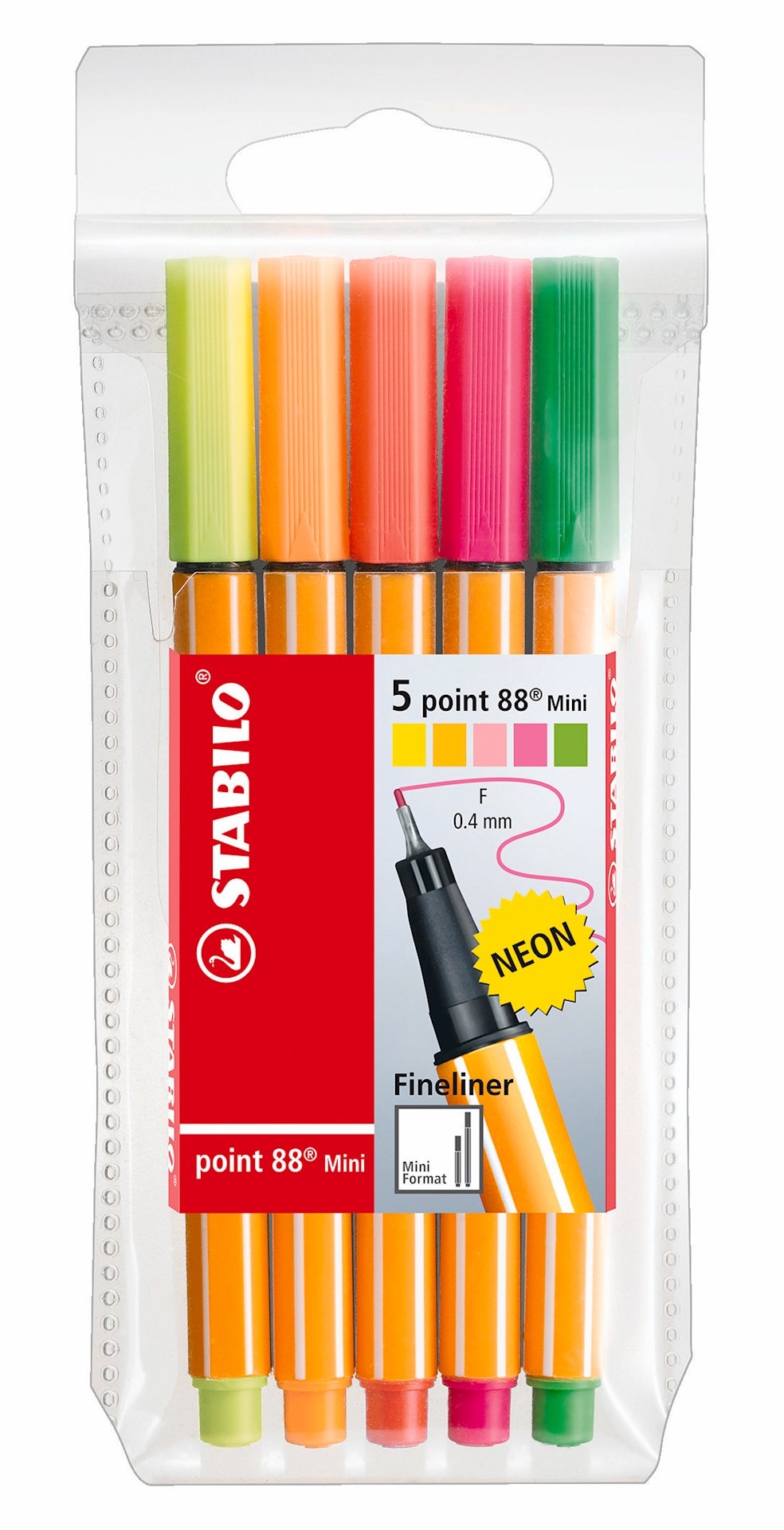Cienkopis STABILO point 88 mini neon etui 5 szt.
