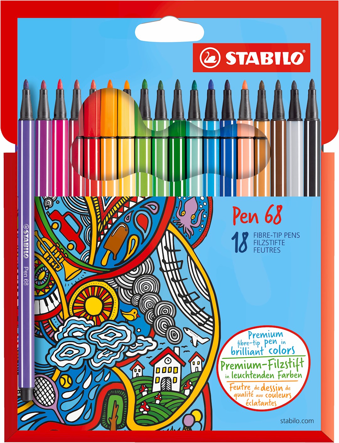 Flamaster STABILO Pen 68 etui kartonowe 18 szt.