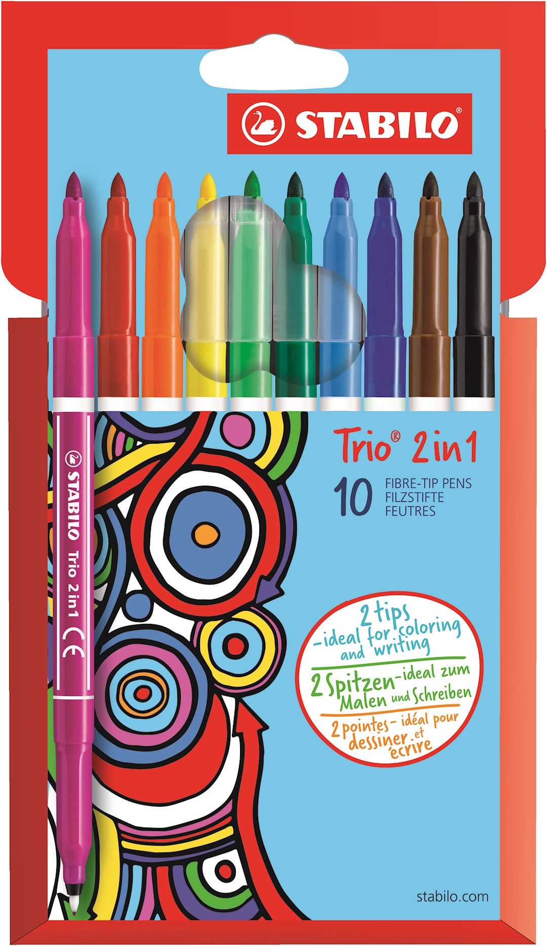 Flamaster STABILO Trio 2 w 1 etui kartonowe 10 szt.