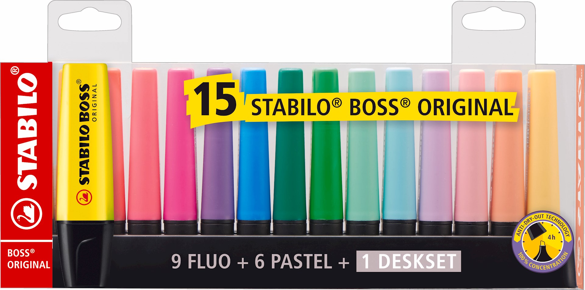 Zakreślacz STABILO BOSS ORIGINAL podstawka na biurko 15 szt.