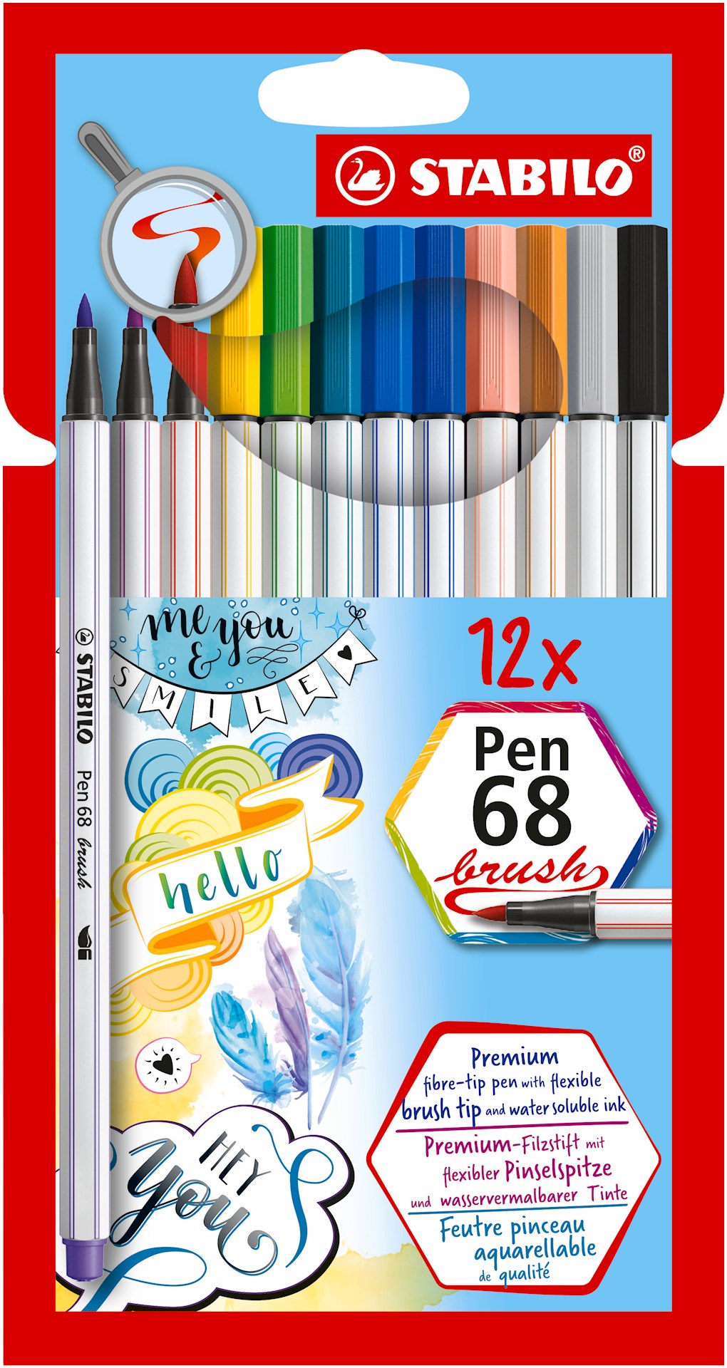 Flamaster STABILO Pen 68 brush etui kartonowe 12 szt.