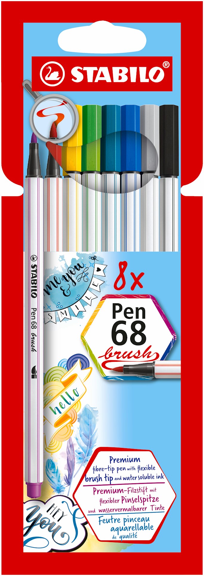 Flamaster STABILO Pen 68 brush etui kartonowe 8 szt.