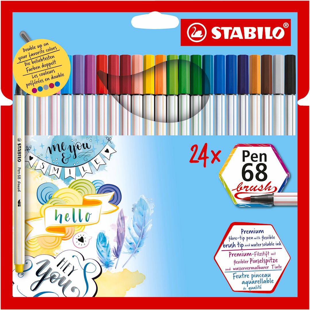 Flamaster STABILO Pen 68 brush etui kartonowe 24 szt.