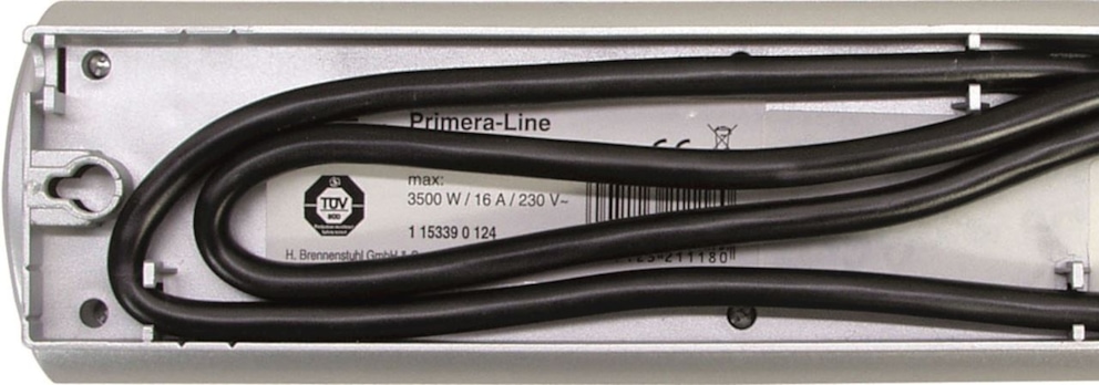 Listwa zasilająca BRENNENSTUHL Premium, 4 gniazda, zaczep, 1,8m, z wył., czarna