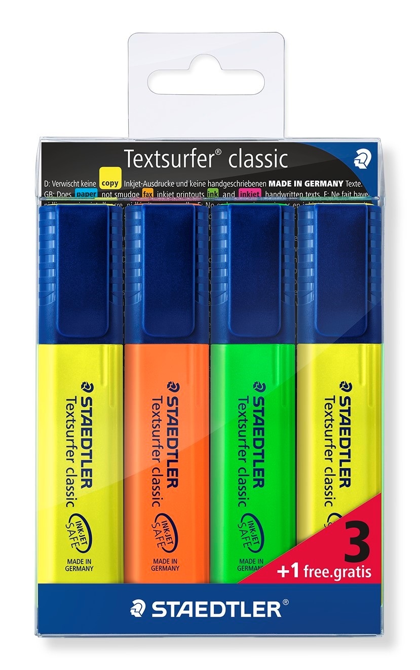 Zakreślacz Textsurfer classic, 4 kol. (1, 23, 4, 5) w etui, Staedtler
