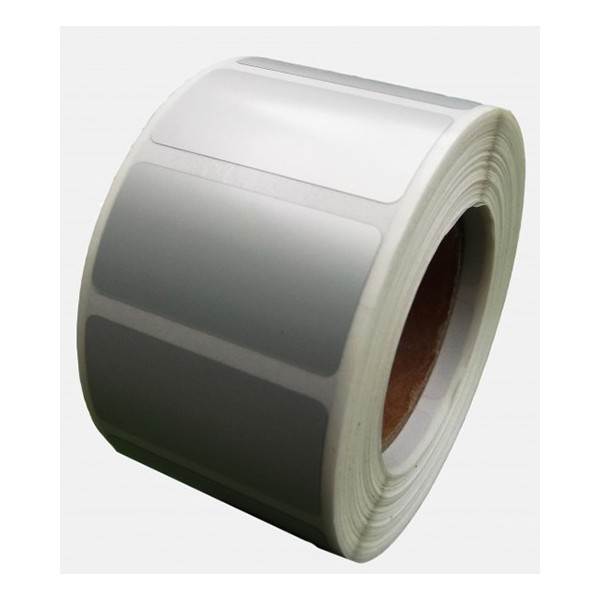 Etykieta termotransferowa, wykonana z folii PET, kolor srebrny, rozmiar 50 x 30 mm, op. 1000 szt, JANTAR J-507