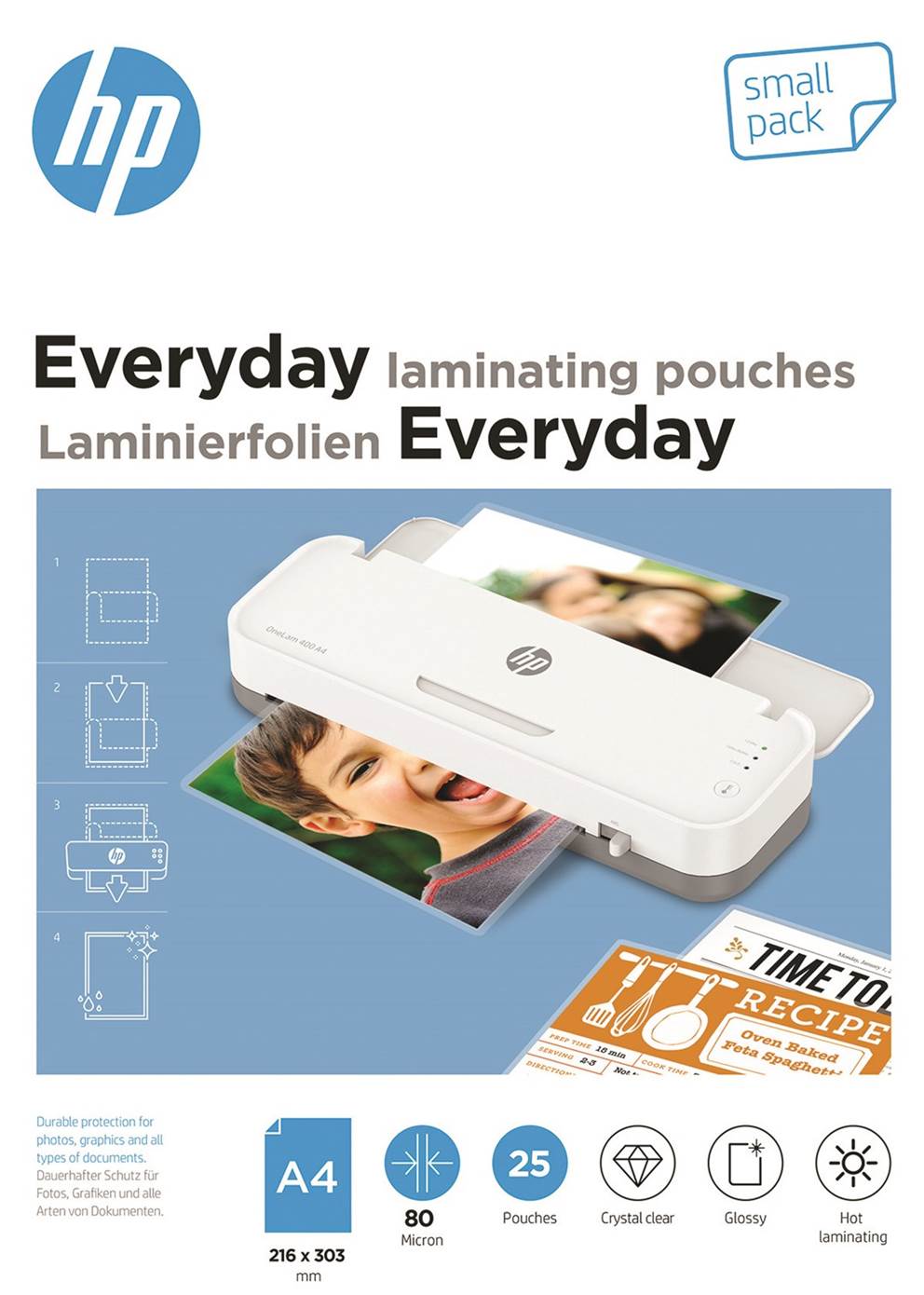 Folie laminacyjne HP EVERYDAY, A4, 80 mic, 25 szt., przezroczyste/połysk