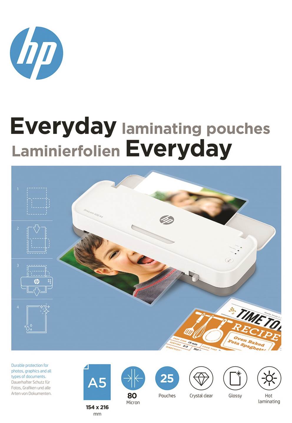 Folie laminacyjne HP EVERYDAY, A5, 80 mic, 25 szt., przezroczyste/połysk