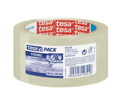 TAŚMA PAKOWA TESAPACK STRONG CICHA 66M X 50MM TRANSPAREN