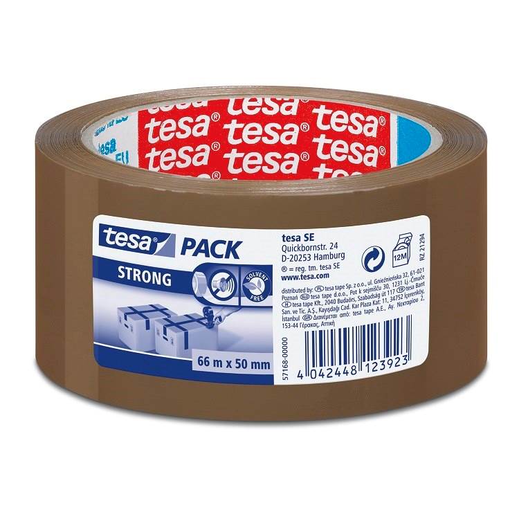 TAŚMA PAKOWA TESAPACK STRONG CICHA 66M X 50MM BRĄZOWA
