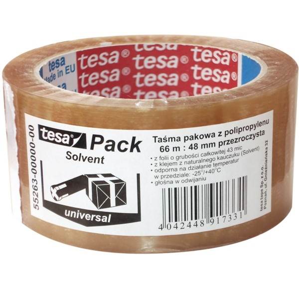 TAŚMA PAKOWA TESAPACK STANDARD SOLVENT 6 6M X 48MM TRANSPARENT