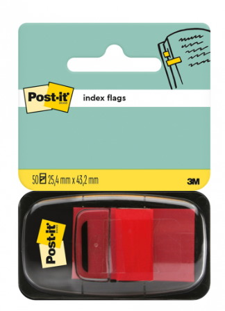 Zakładki indeksujące POST-IT® (680-1), PP, 25x43mm, 50 kart., czerwone