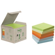 Bloczki ekologiczne POST-IT® (654-1GB), 76x76mm, 6x100 kart., mix kolorów