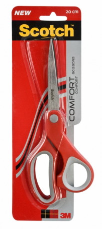 Nożyczki biurowe SCOTCH® (1428), ergonomiczne, 20,5cm, czerwono-szare