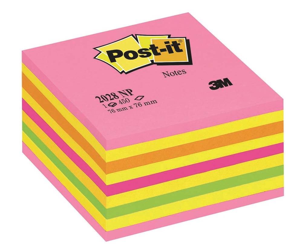 Kostka samoprzylepna POST-IT® (2028-NP), 76x76mm, 1x450 kart., cukierkowa różowa