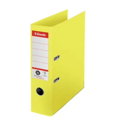 Segregator Esselte No.1 wykonany z kartonu w 100% pochodzącego z recyclingu, A4, szer. 75 mm, żółty