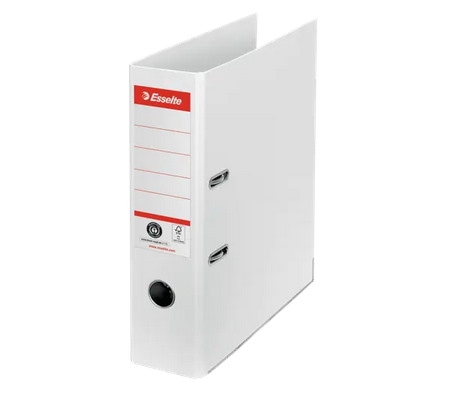 Segregator Esselte No.1 wykonany z kartonu w 100% pochodzącego z recyclingu, A4, szer. 75 mm, biały