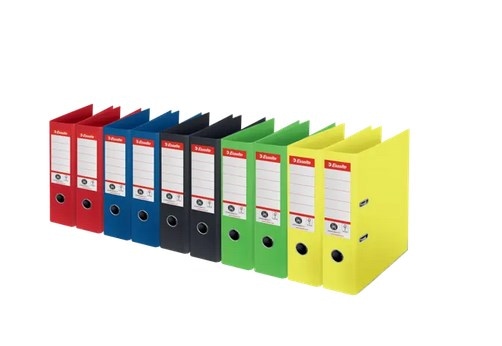 Segregator Esselte No.1 wykonany z kartonu w 100% pochodzącego z recyclingu, A4, szer. 75 mm, mix kolorów 10 szt./opak.