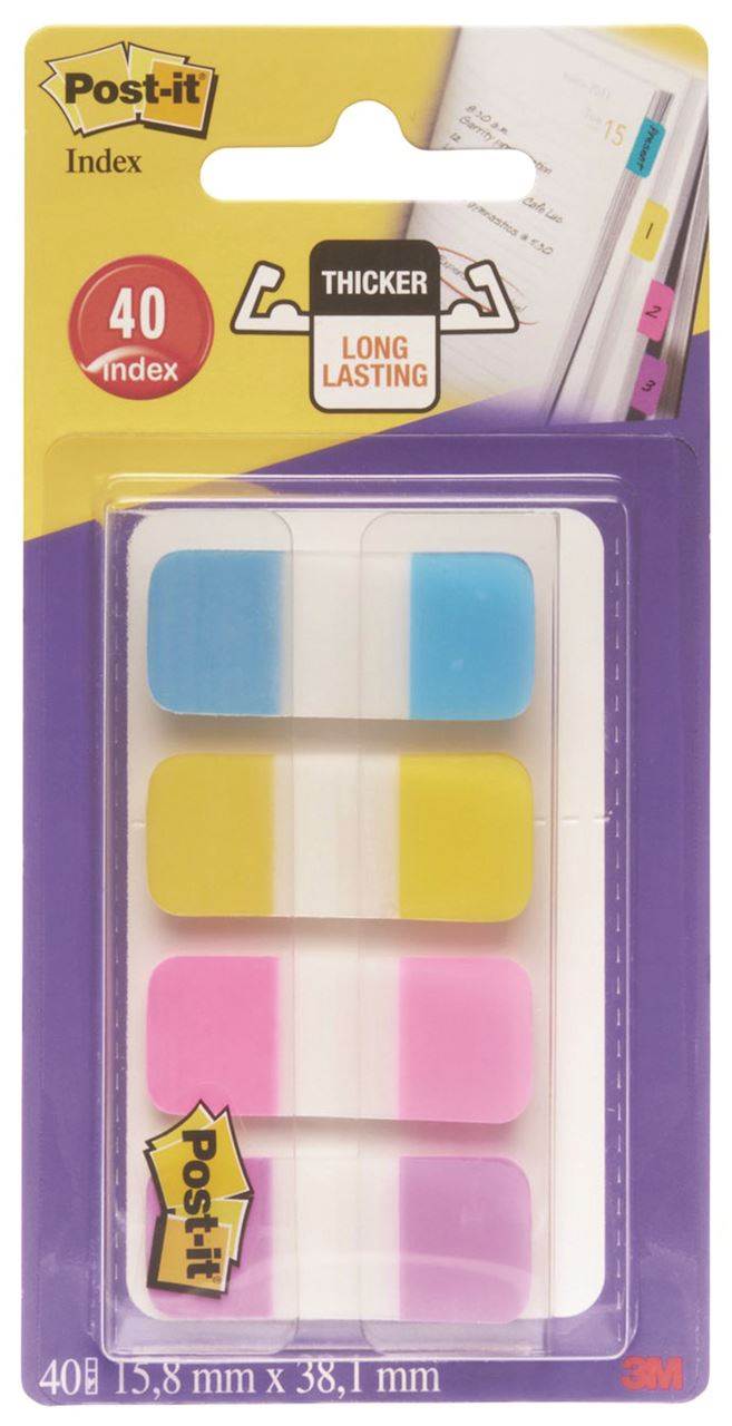 Zakładki indeksujące POST-IT® do archiwizacji (676-AYPV), PP, silne, 15,8x38,1mm, 4x10 szt., mix kolorów