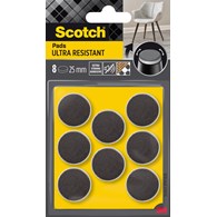 Ultra odporne podkładki filcowe SCOTCH, okrągłe, 25mm, 8 szt., czarno-białe