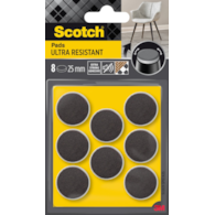 Ultra odporne podkładki filcowe SCOTCH, okrągłe, 25mm, 8 szt., czarno-białe