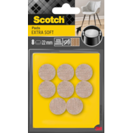 Podkładki z wełny SCOTCH, samoprzylepne, okrągłe, 22mm, 8 szt., beżowe