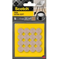 Miękkie podkładki z wełny SCOTCH, samoprzylepne, okrągłe, 17mm, 16 szt., beżowe