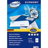 Etykiety uniwersalne Economy Europe100 by Avery Zweckform; A4, 100 ark./op., 64,6 x 33,8 mm, białe