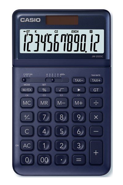 Kalkulator biurowy CASIO JW-200SC-NY-S, 12-cyfrowy 109x183,5mm, granatowy