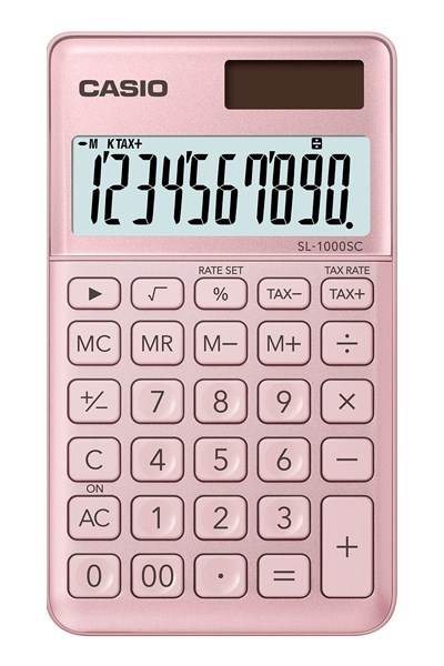 Kalkulator kieszonkowy CASIO SL-1000SC-PK-S, 10-cyfrowy, 71x120mm, różowy