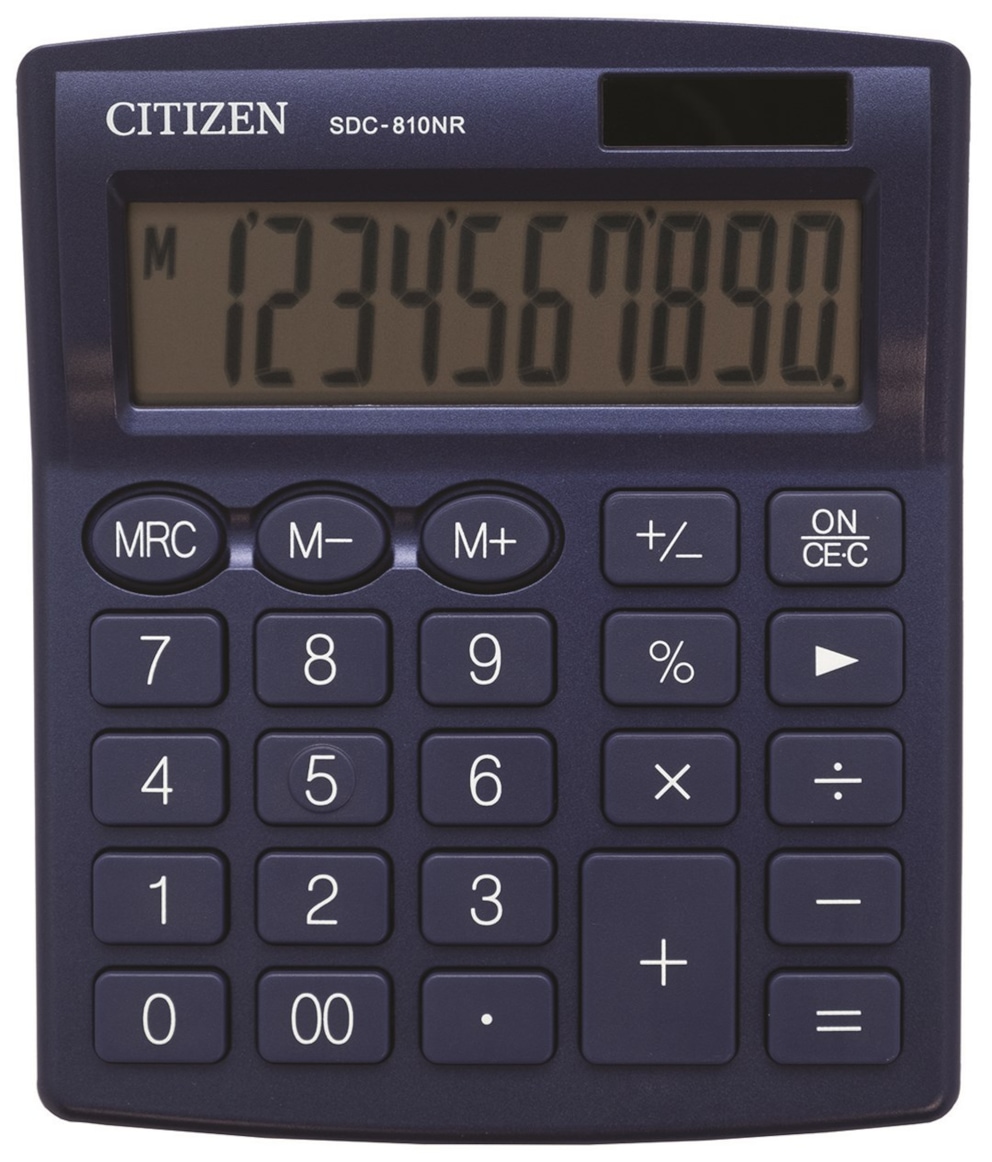 Kalkulator biurowy CITIZEN/ELEVEN SDC-810NRNVE, 10-cyfrowy, 127x105mm, granatowy