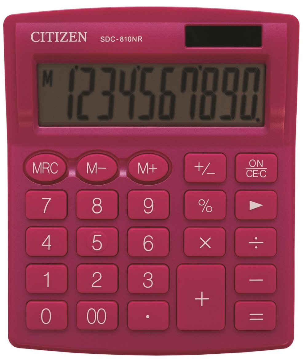 Kalkulator biurowy CITIZEN SDC-810NRPKE, 10-cyfrowy, 127x105mm, różowy